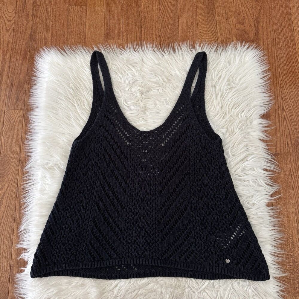 Abercrombie & Fitch Crochet Open Knit Tank Top Women’s Small Black Beach Boho